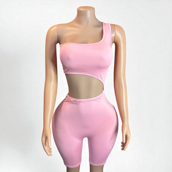 Women Waist Cut Out Short Romper - Picture 6 of 7